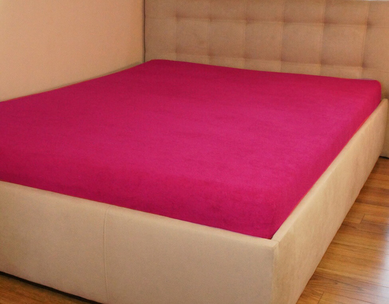 Prześcieradło frotte z gumką malinowe bordo 80x160