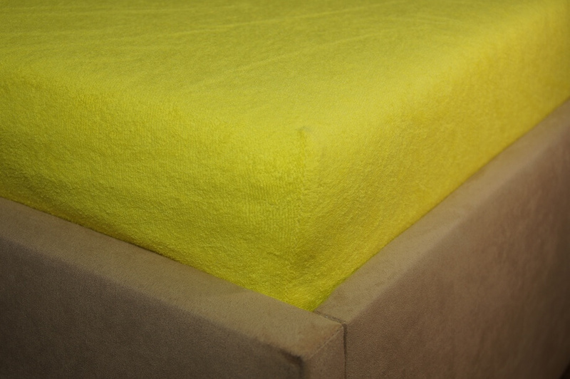 Prześcieradło frotte z gumką żółte cytrynowe 70x140