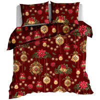 Pościel bawełniana Bombki glamour bordowe 150x200