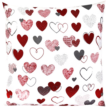 Poszewka bawełniana Serduszka czerwone "LOVE" 40x60