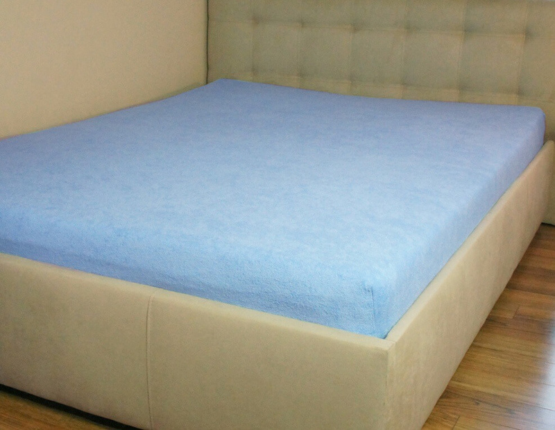 Prześcieradło frotte z gumką błękitne 60x120