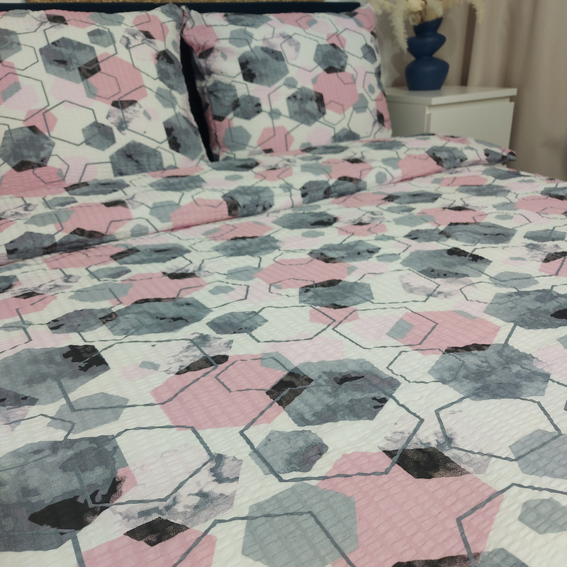 Pościel z kory Hexagon róż 160x200