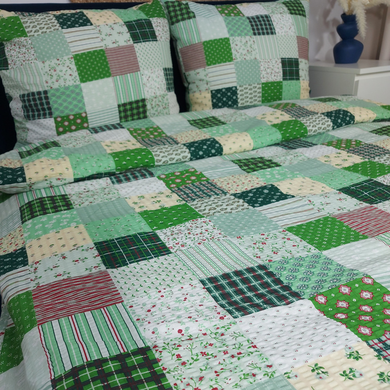 Pościel z kory Zielony patchwork 200x220
