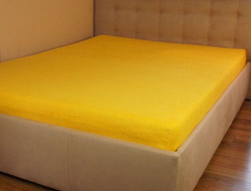 Prześcieradło frotte z gumką żółte 60x120