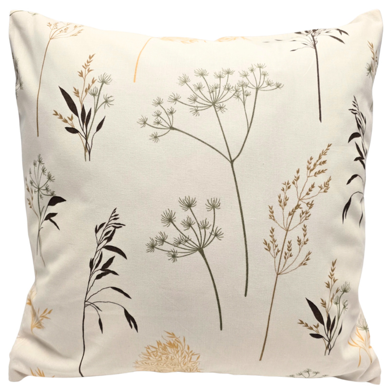 Poszewka bawełniana Łąka w kremie 45x45