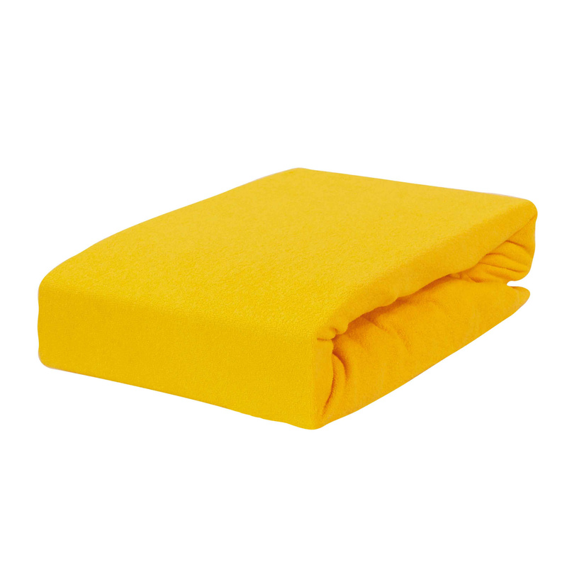 Prześcieradło frotte z gumką żółte 80x180