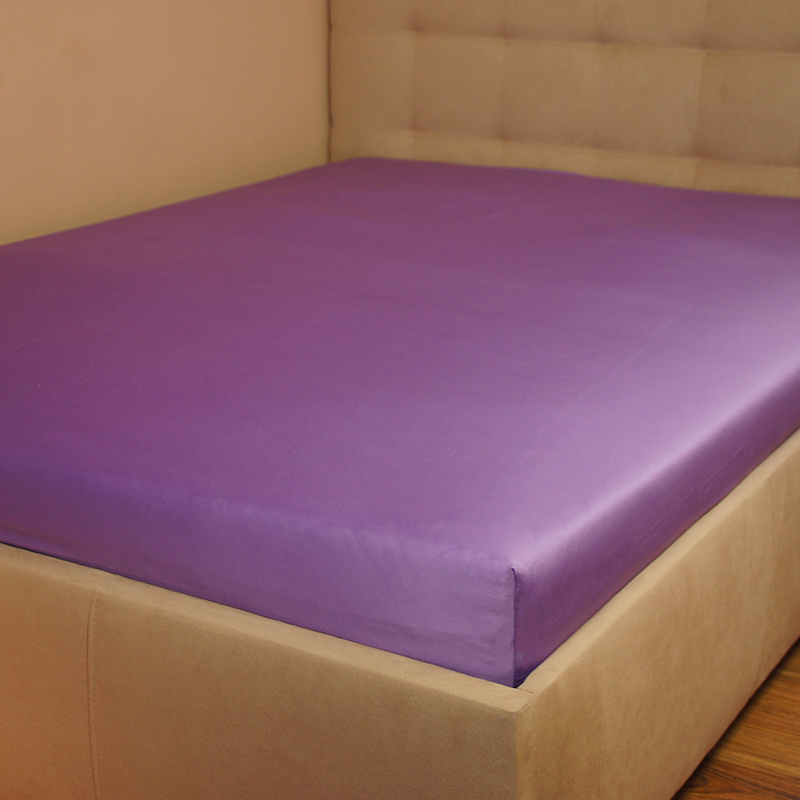 Prześcieradło satyna bawełniana z gumką Fioletowe 120x200