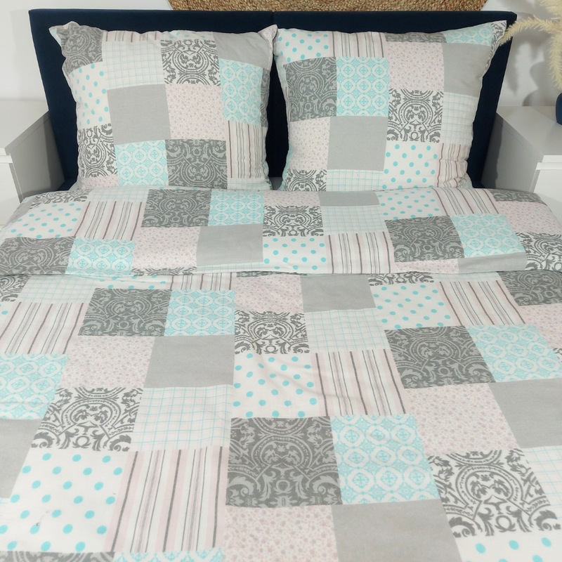 Pościel flanelowa Patchwork pastelowy 160x200