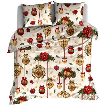 Pościel bawełniana Bombki glamour waniliowe 150x200