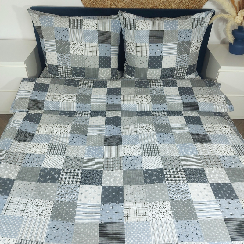 Pościel z kory Patchwork szary 160x200